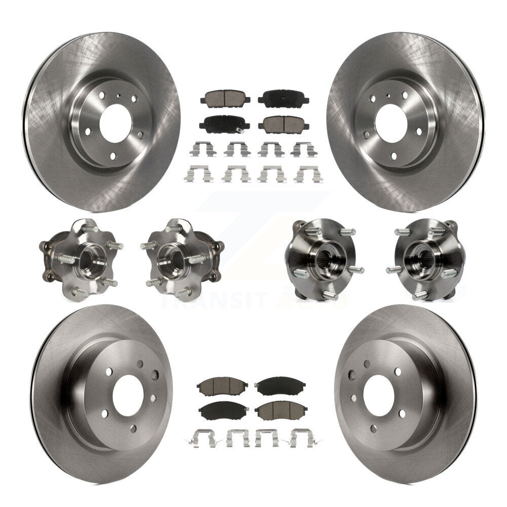 Front Rear Hub Bearing Brake Rotor Pad Kit (10Pc) For INFINITI G37 EX35 QX50 EX37 G25 M35 KBB-119356