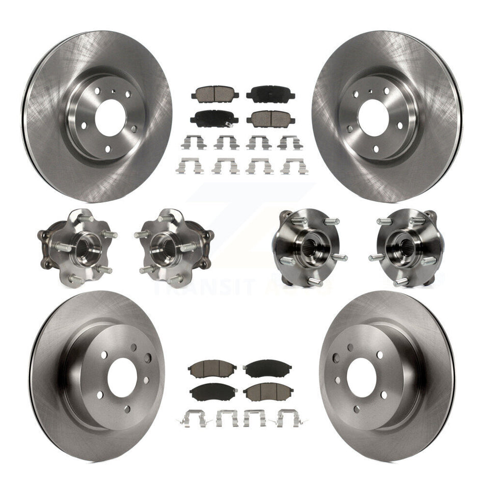 Front Rear Hub Bearing Brake Rotor Pad Kit (10Pc) For INFINITI G37 EX35 QX50 EX37 G25 M35 KBB-119356