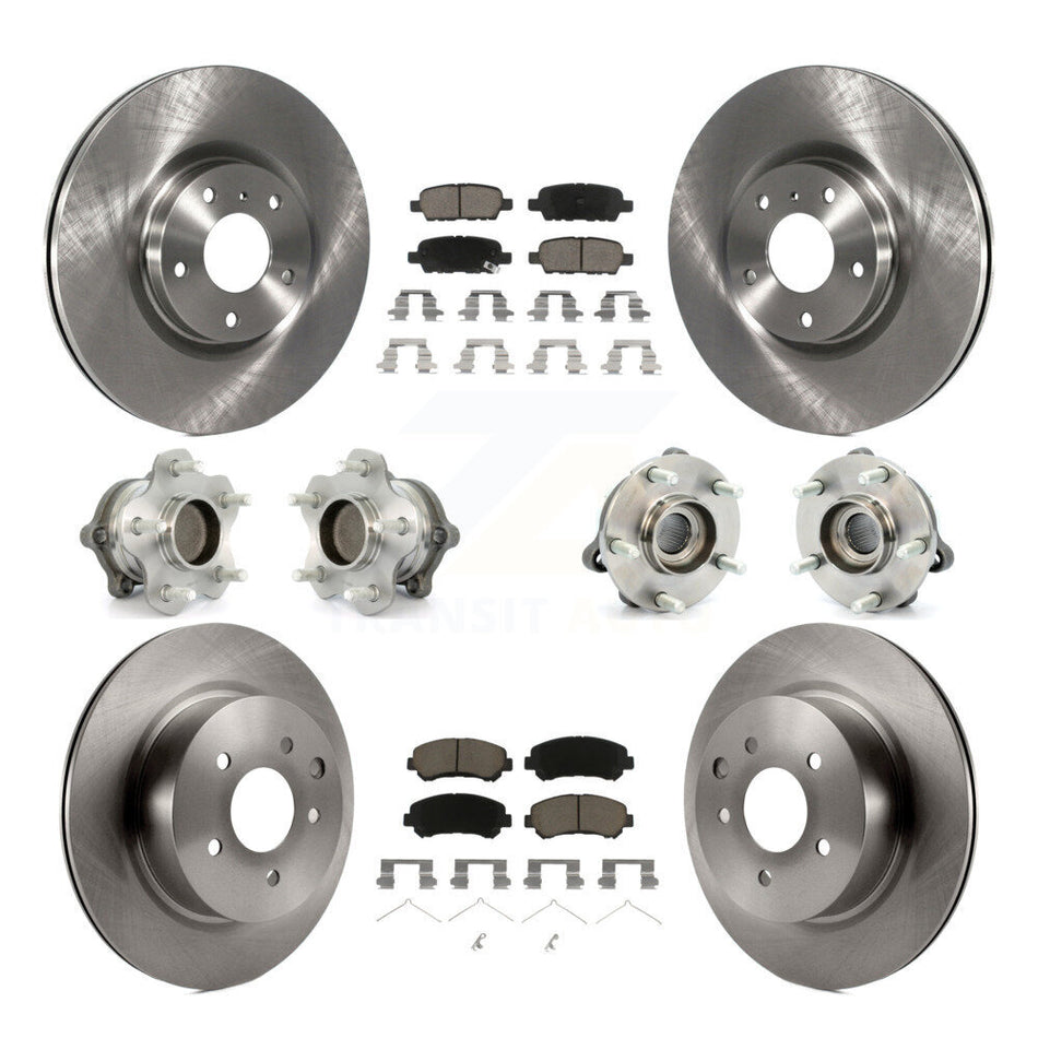 Front Rear Hub Bearings Assembly Disc Brake Rotors And Ceramic Pads Kit (10Pc) For Nissan Maxima KBB-119362