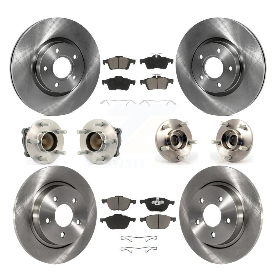 Front Rear Hub Bearings Assembly Disc Brake Rotors And Ceramic Pads Kit (10Pc) For Volvo S40 C70 C30 V50 KBB-119369
