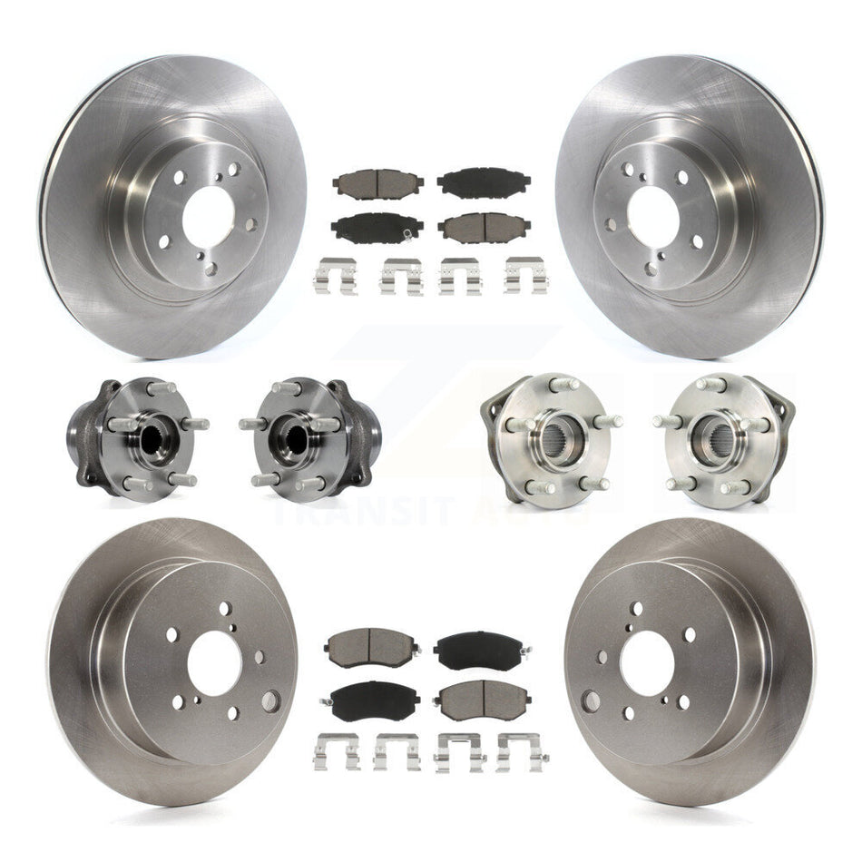 Front Rear Hub Bearings Assembly Disc Brake Rotors And Ceramic Pads Kit (10Pc) For 2013 Subaru XV Crosstrek With 292mm Diameter Rotor KBB-119376
