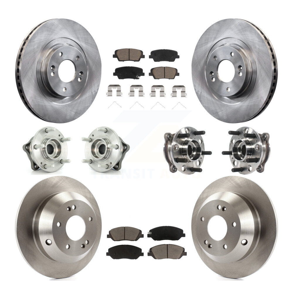 Front Rear Hub Bearings Disc Brake Rotors And Pads Kit (10Pc) For Hyundai Santa Fe XL AWD KBB-119389