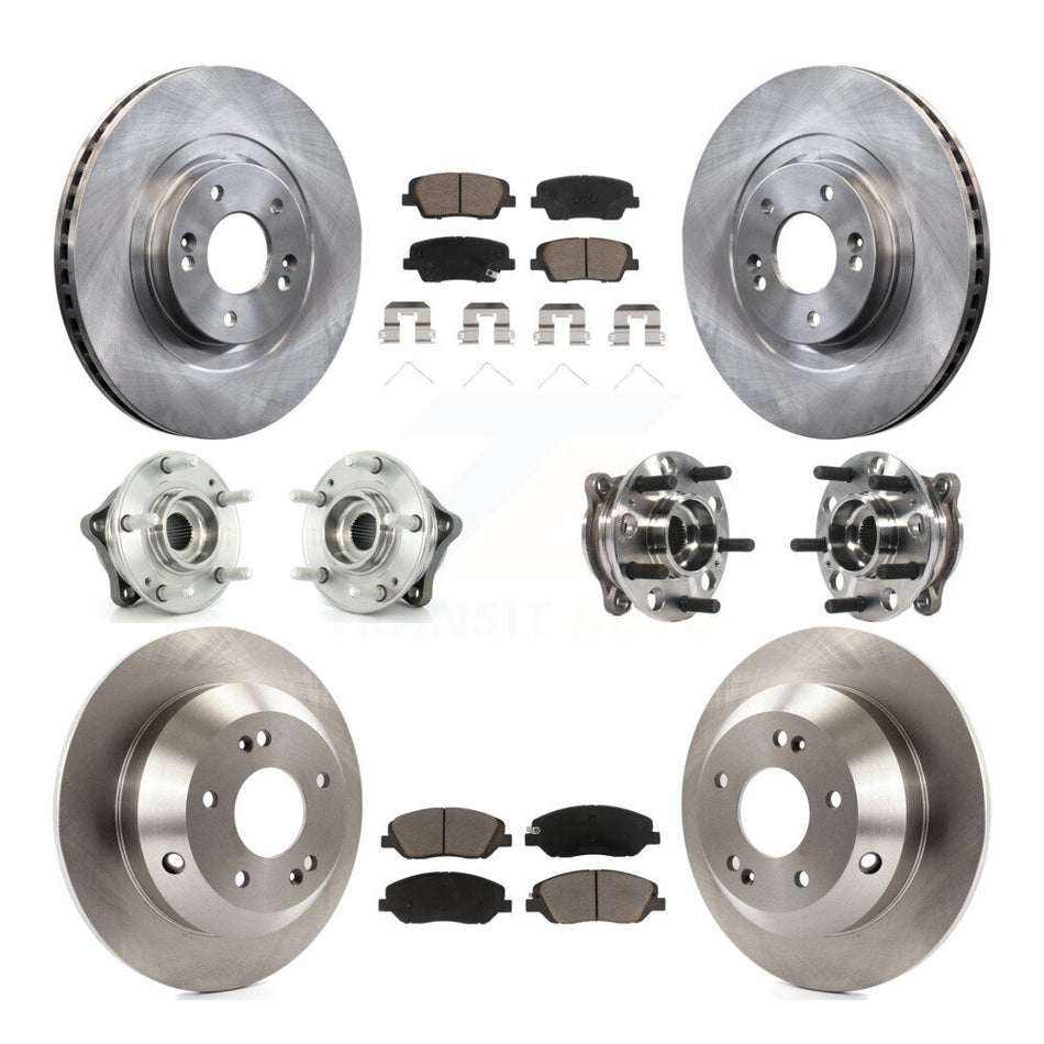 Front Rear Hub Bearings Disc Brake Rotors And Pads Kit (10Pc) For Hyundai Santa Fe XL AWD KBB-119389