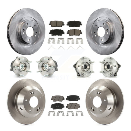 Front Rear Hub Bearing Disc Brake Rotor And Pads Kit (10Pc) For 2014-2015 Kia Sorento FWD KBB-119398