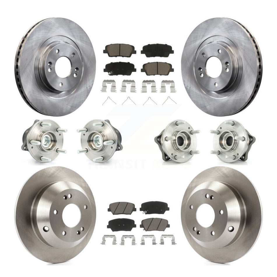 Front Rear Hub Bearing Disc Brake Rotor And Pads Kit (10Pc) For 2014-2015 Kia Sorento FWD KBB-119398