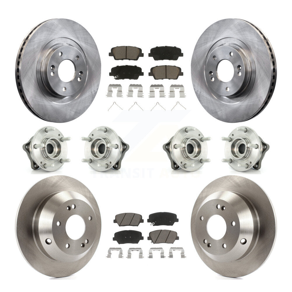 Front Rear Hub Bearing Disc Brake Rotor And Pads Kit (10Pc) For 2014-2015 Kia Sorento AWD KBB-119399