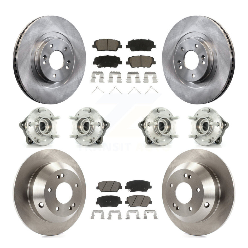 Front Rear Hub Bearing Disc Brake Rotor And Pads Kit (10Pc) For 2014-2015 Kia Sorento AWD KBB-119399