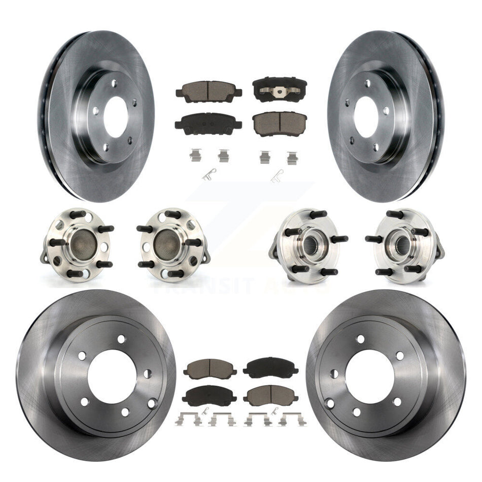 Front Rear Hub Bearings Assembly Disc Brake Rotors And Ceramic Pads Kit (10Pc) For Dodge Chrysler Avenger Sebring 200 Caliber KBB-119403