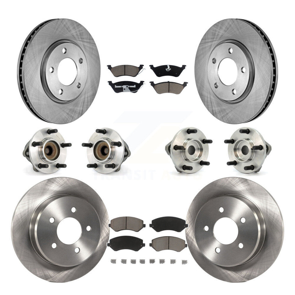 Front Rear Hub Bearings Assembly Disc Brake Rotors And Ceramic Pads Kit (10Pc) For 2006 Dodge Grand Caravan Drum rear brakes with 4-Wheel ABS KBB-119410