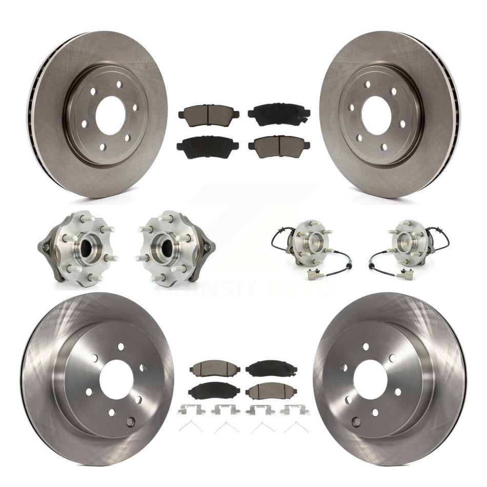 Front Rear Hub Bearings Assembly Disc Brake Rotors And Ceramic Pads Kit (10Pc) For Nissan Pathfinder KBB-119416