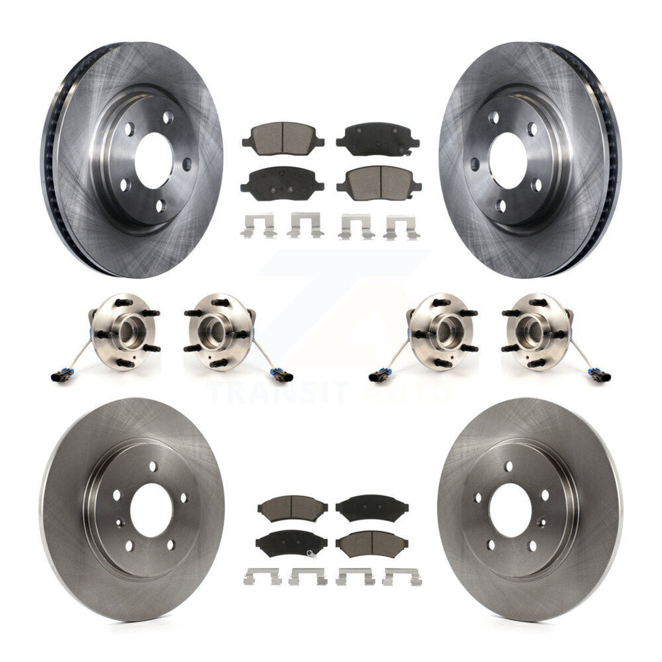 Front Rear Hub Bearings Assembly Disc Brake Rotors And Ceramic Pads Kit (10Pc) For 2005-2005 Chevrolet Uplander Pontiac Montana Buick Terraza KBB-119421