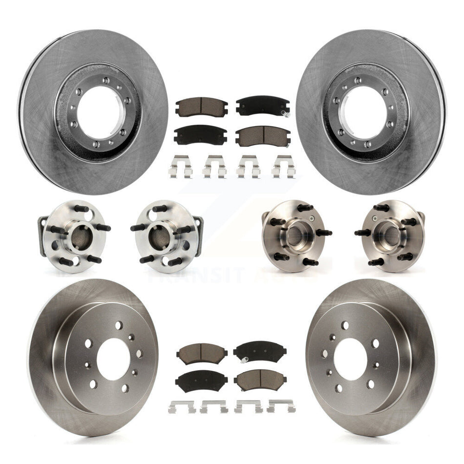 Front Rear Hub Bearings Assembly Disc Brake Rotors And Ceramic Pads Kit (10Pc) For Buick Century Regal Pontiac Grand Prix Non-ABS KBB-119422