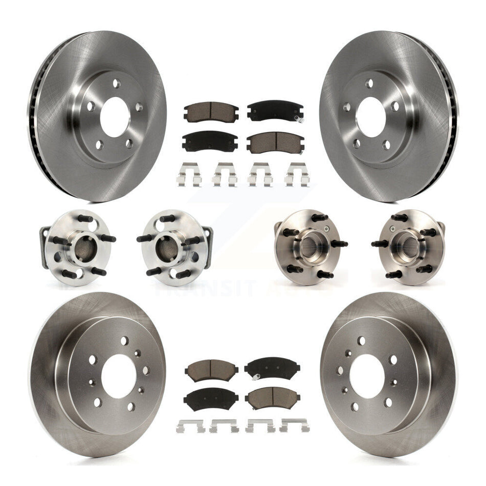 Front Rear Hub Bearings Assembly Disc Brake Rotors And Ceramic Pads Kit (10Pc) For Chevrolet Impala Monte Carlo Non-ABS KBB-119429