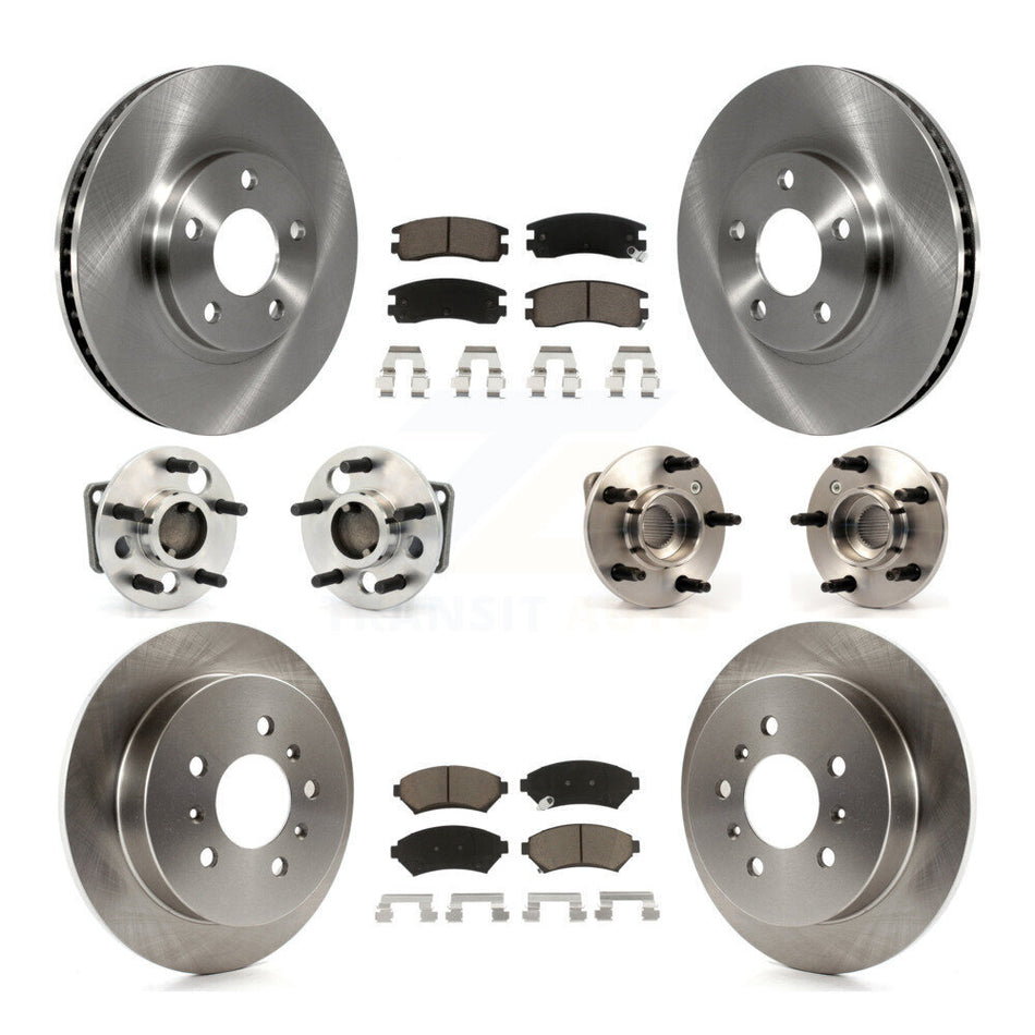 Front Rear Hub Bearings Assembly Disc Brake Rotors And Ceramic Pads Kit (10Pc) For Chevrolet Impala Monte Carlo Non-ABS KBB-119429
