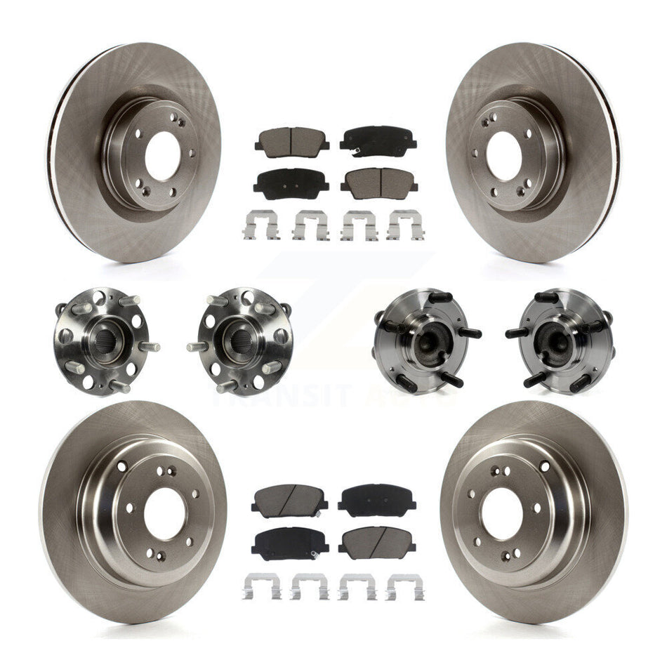 Front Rear Hub Bearings Assembly Disc Brake Rotors And Ceramic Pads Kit (10Pc) For Hyundai Genesis Coupe KBB-119437