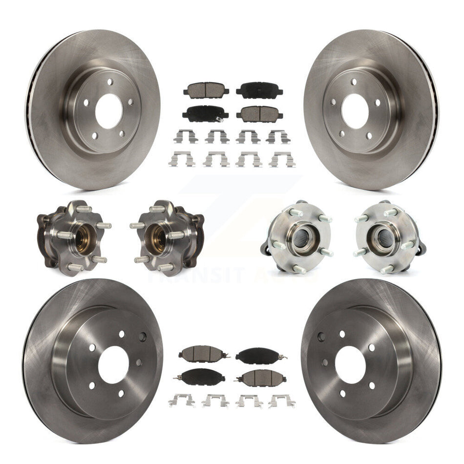 Front Rear Hub Bearings Assembly Disc Brake Rotors And Ceramic Pads Kit (10Pc) For Nissan Pathfinder Murano INFINITI QX60 JX35 KBB-119448