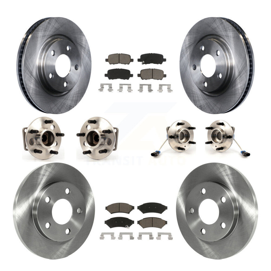 Front Rear Hub Bearings Assembly Disc Brake Rotors And Ceramic Pads Kit (10Pc) For Pontiac Grand Prix Buick LaCrosse Allure KBB-119456
