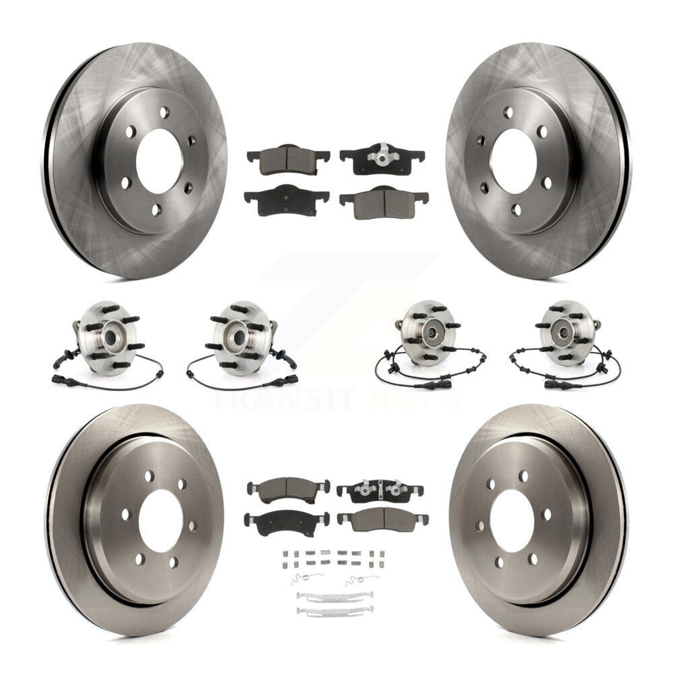 Front Rear Hub Bearings Assembly Disc Brake Rotors And Ceramic Pads Kit (10Pc) For Ford Expedition Lincoln Navigator KBB-119468