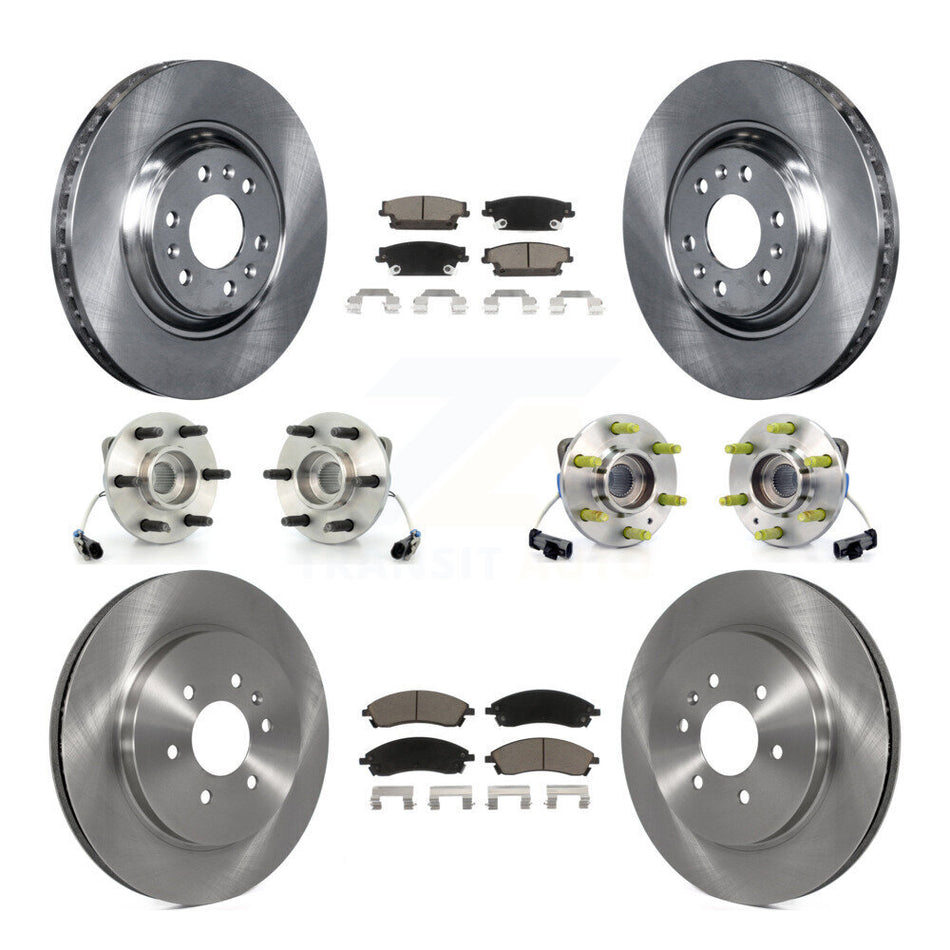 Front Rear Hub Bearings Assembly Disc Brake Rotors And Ceramic Pads Kit (10Pc) For Cadillac SRX AWD KBB-119482