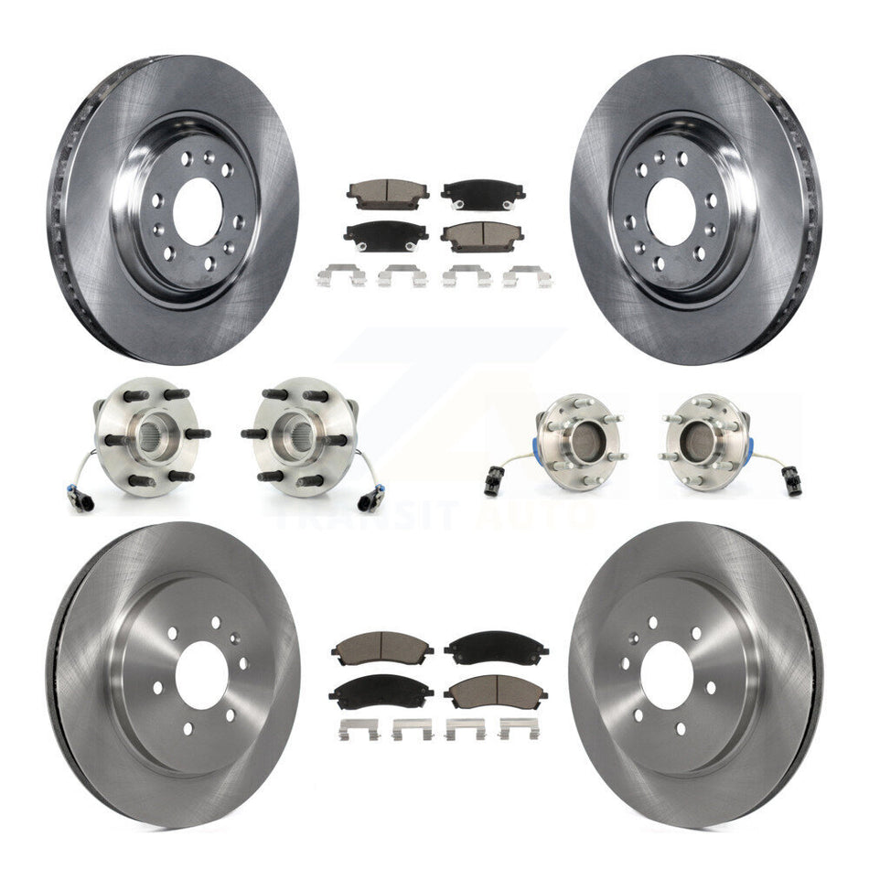 Front Rear Hub Bearings Assembly Disc Brake Rotors And Ceramic Pads Kit (10Pc) For Cadillac SRX RWD KBB-119483