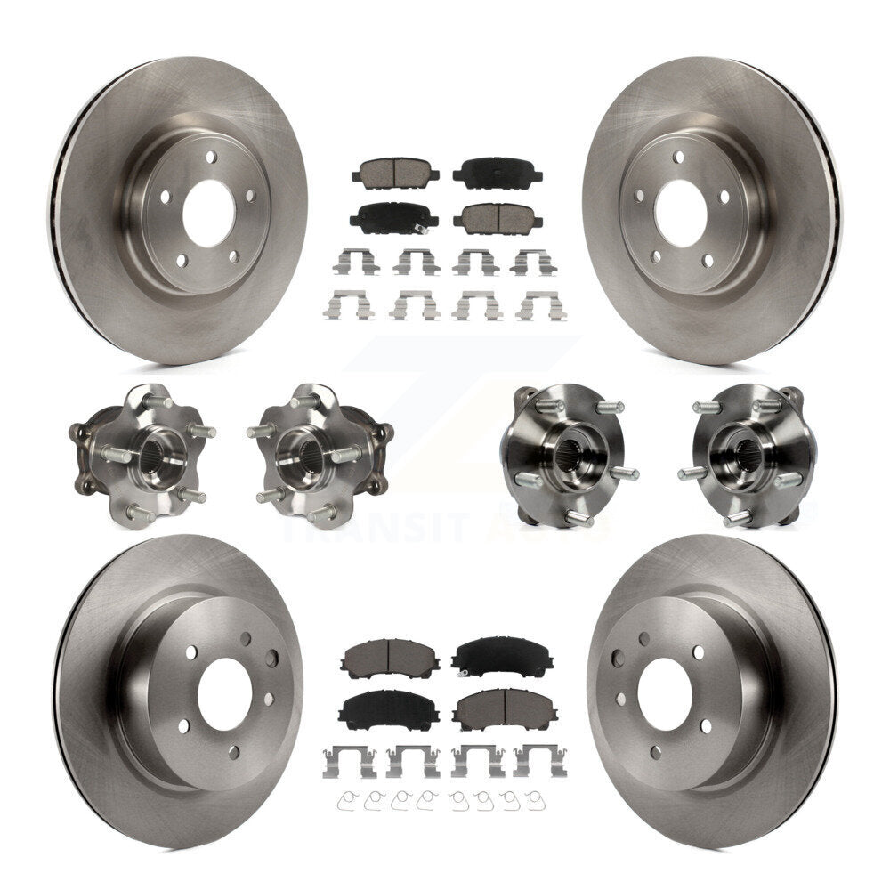 Front Rear Hub Bearing Disc Brake Rotor & Pads Kit (10Pc) For 2016-2017 INFINITI QX50 AWD KBB-119485