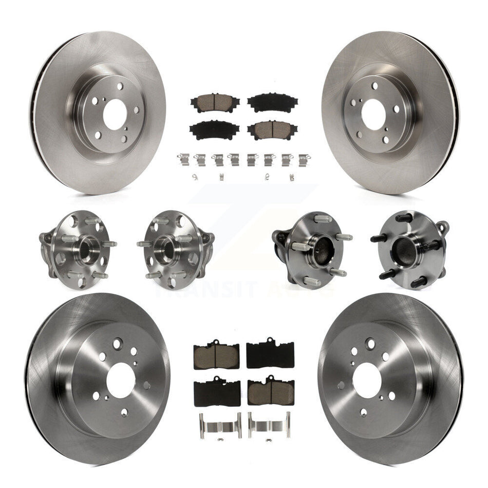 Front Rear Hub Bearings Assembly Disc Brake Rotors And Ceramic Pads Kit (10Pc) For 2014-2015 Lexus IS350 C F Sport KBB-119498