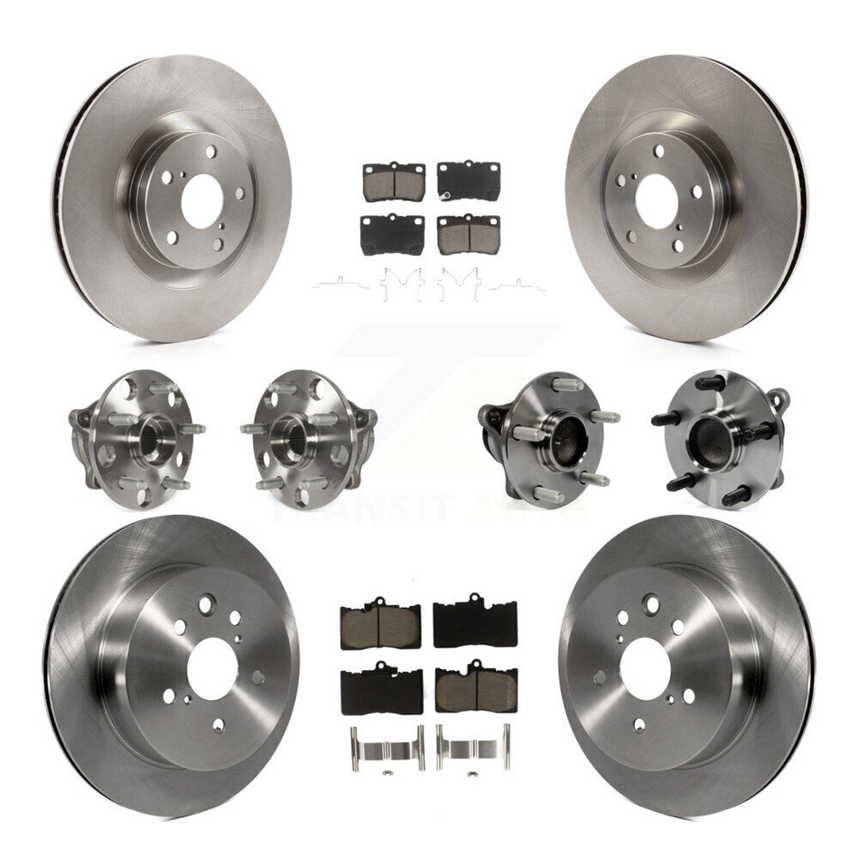 Front Rear Hub Bearings Assembly Disc Brake Rotors And Ceramic Pads Kit (10Pc) For Lexus IS350 GS350 GS450h GS460 KBB-119500