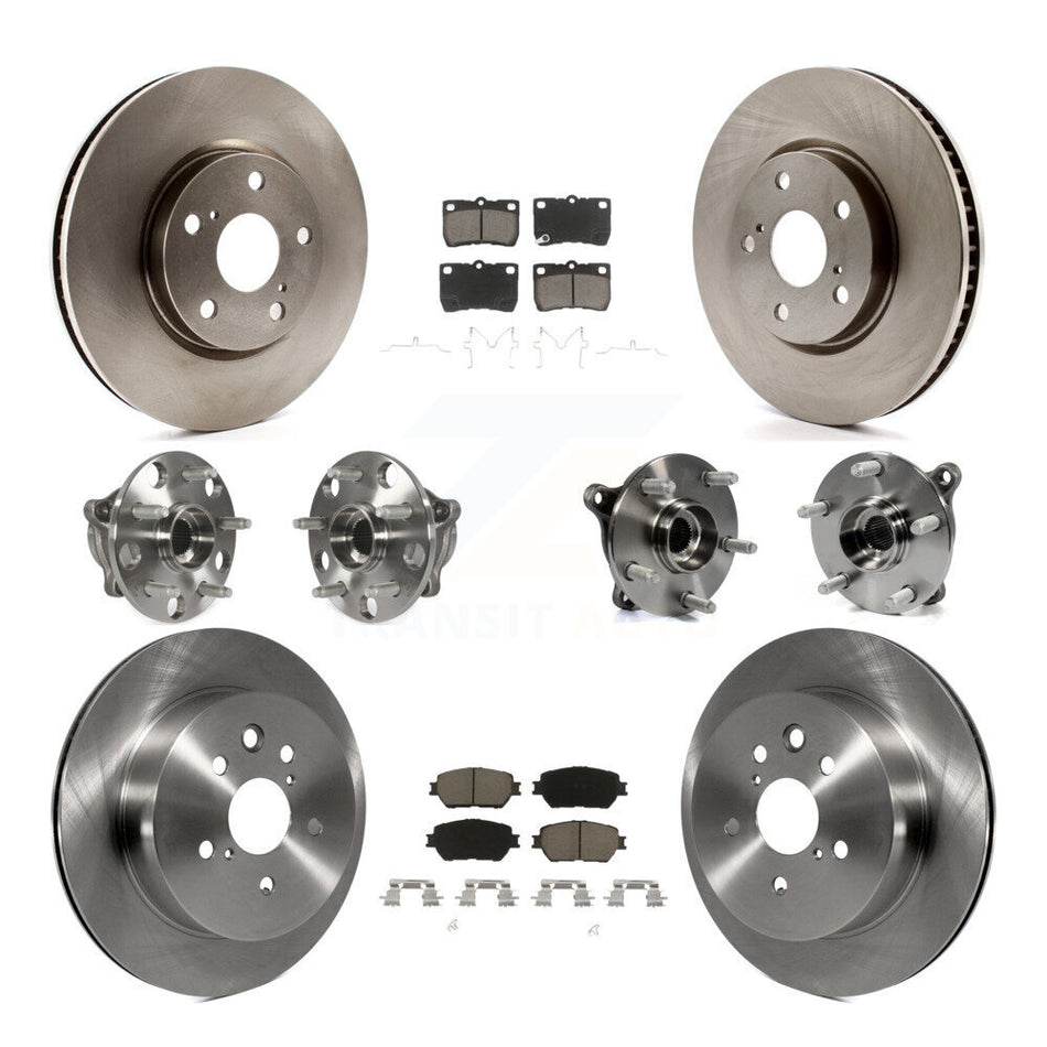 Front Rear Hub Bearings Assembly Disc Brake Rotors And Ceramic Pads Kit (10Pc) For 2006 Lexus GS300 AWD KBB-119501