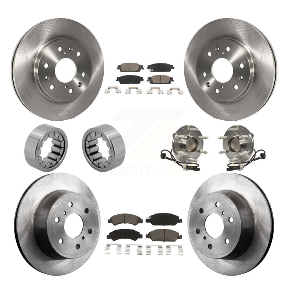 Front Rear Hub Bearing Brake Rotor & Pad Shoe Kit (10Pc) For GMC Sierra 1500 Chevrolet XL KBB-119513
