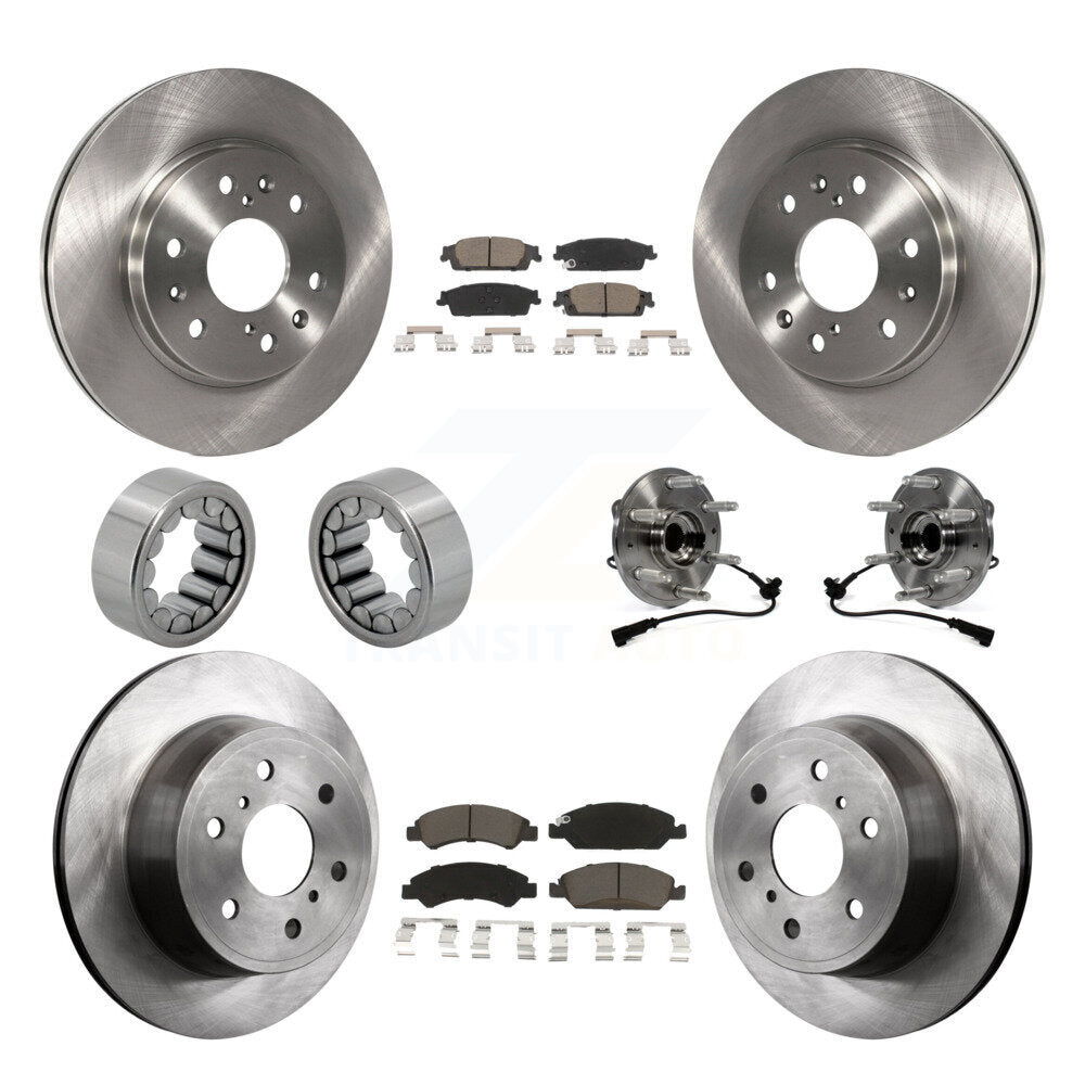 Front Rear Hub Bearing Brake Rotor & Pad Shoe Kit (10Pc) For GMC Sierra 1500 Chevrolet XL KBB-119514