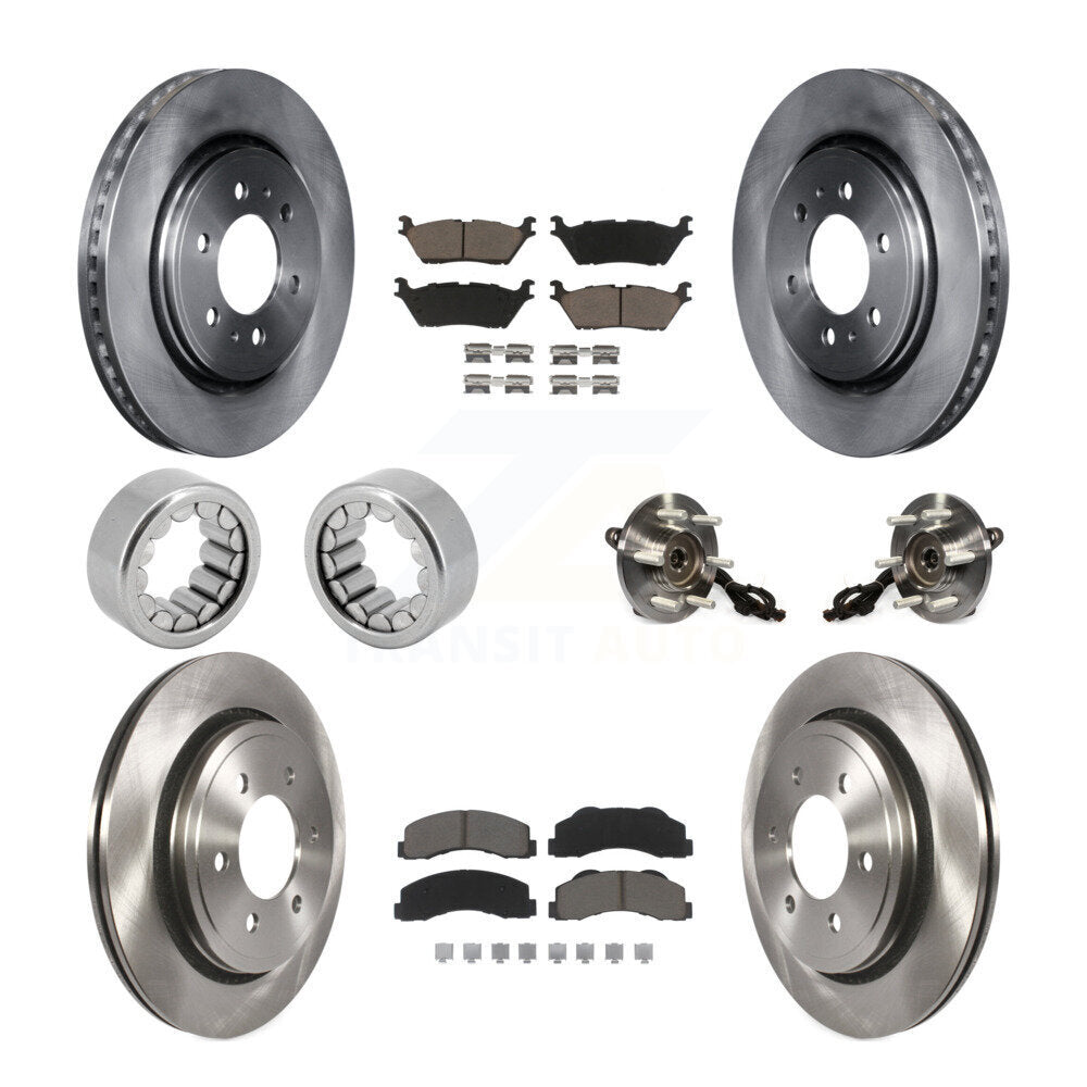 Front Rear Hub Bearing Disc Brake Rotors And Ceramic Pads Shoes Kit (10Pc) For Ford F-150 KBB-119529