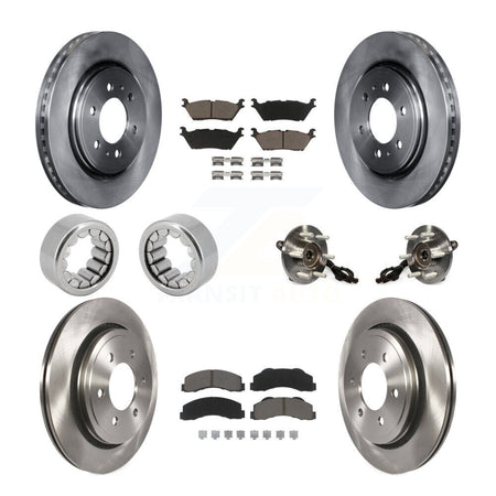 Front Rear Hub Bearing Disc Brake Rotors And Ceramic Pads Shoes Kit (10Pc) For Ford F-150 KBB-119529