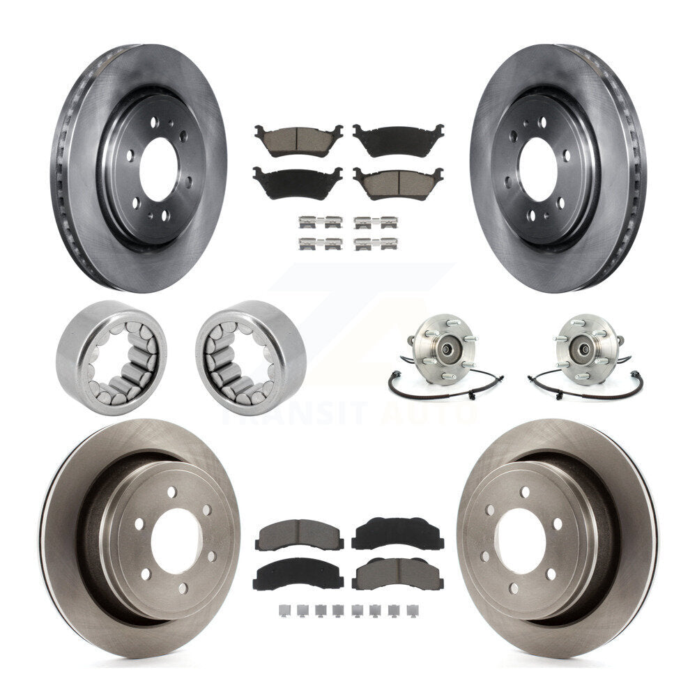 Front Rear Hub Bearing Disc Brake Rotors And Pads Shoe Kit (10Pc) For 2014 Ford F-150 4WD KBB-119546