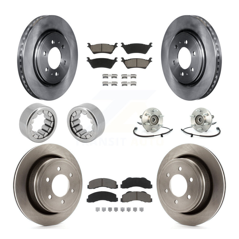 Front Rear Hub Bearing Disc Brake Rotors And Pads Shoe Kit (10Pc) For 2014 Ford F-150 4WD KBB-119546