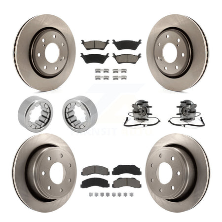 Front Rear Hub Bearing Brake Rotor & Pad Shoe Kit (10Pc) For Ford F-150 With 7 Lug Wheels KBB-119547
