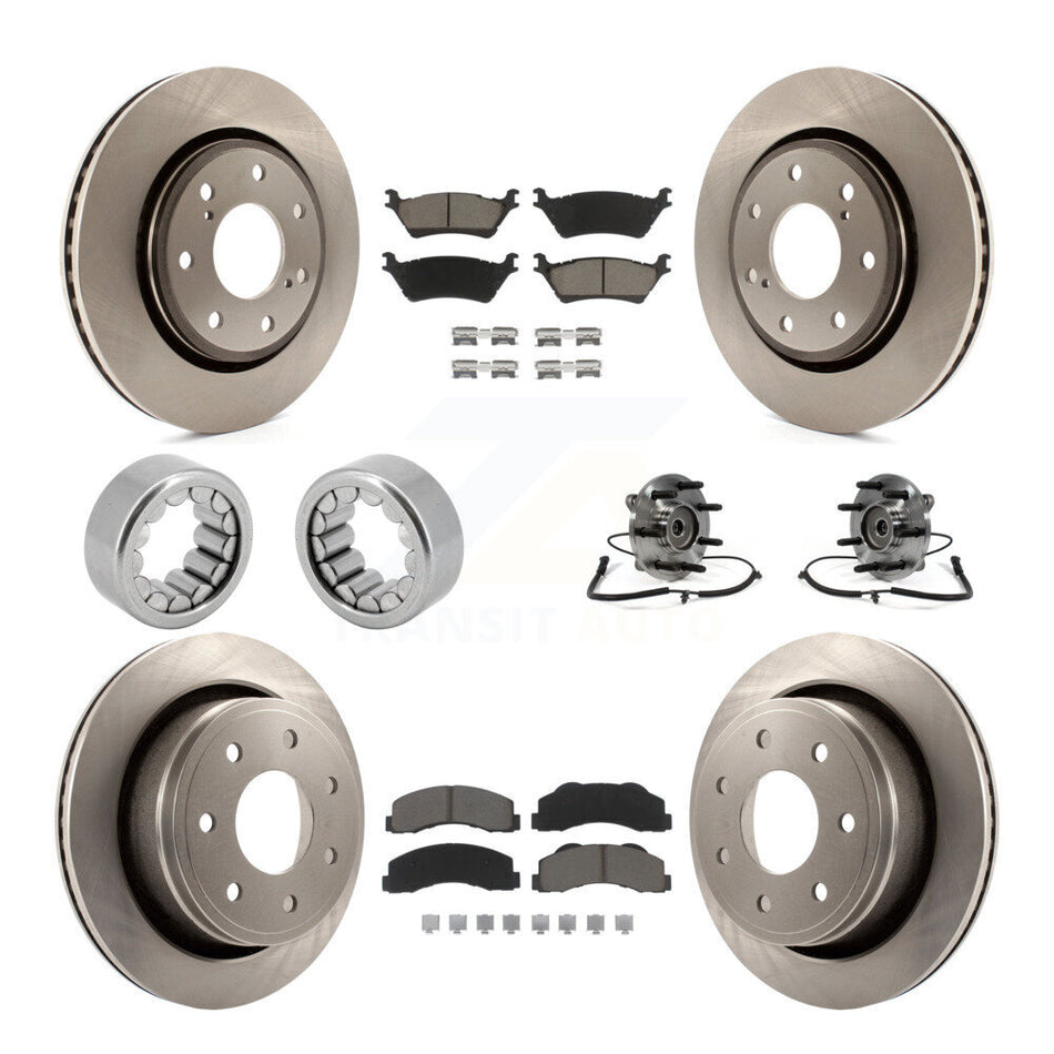 Front Rear Hub Bearing Brake Rotor & Pad Shoe Kit (10Pc) For Ford F-150 With 7 Lug Wheels KBB-119547