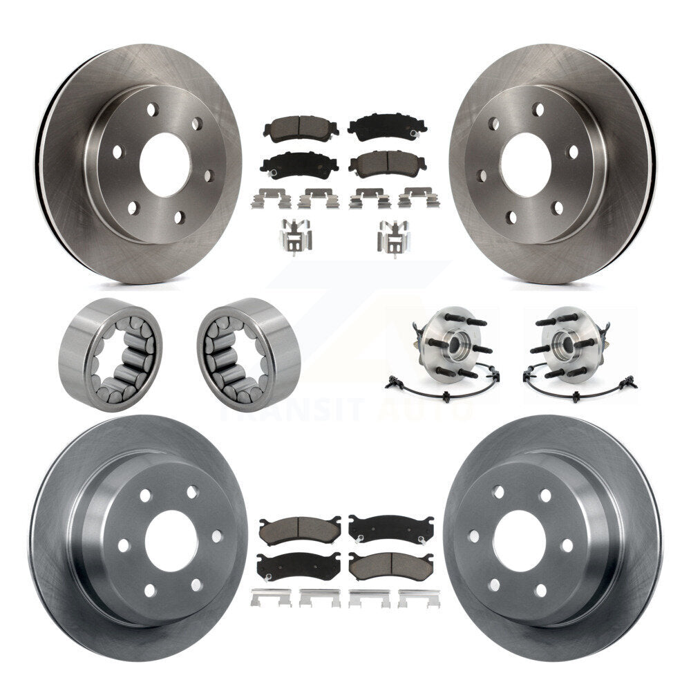 Front Rear Hub Bearing Brake Rotor & Pad Shoe Kit (10Pc) For Chevrolet Silverado 1500 GMC KBB-119552