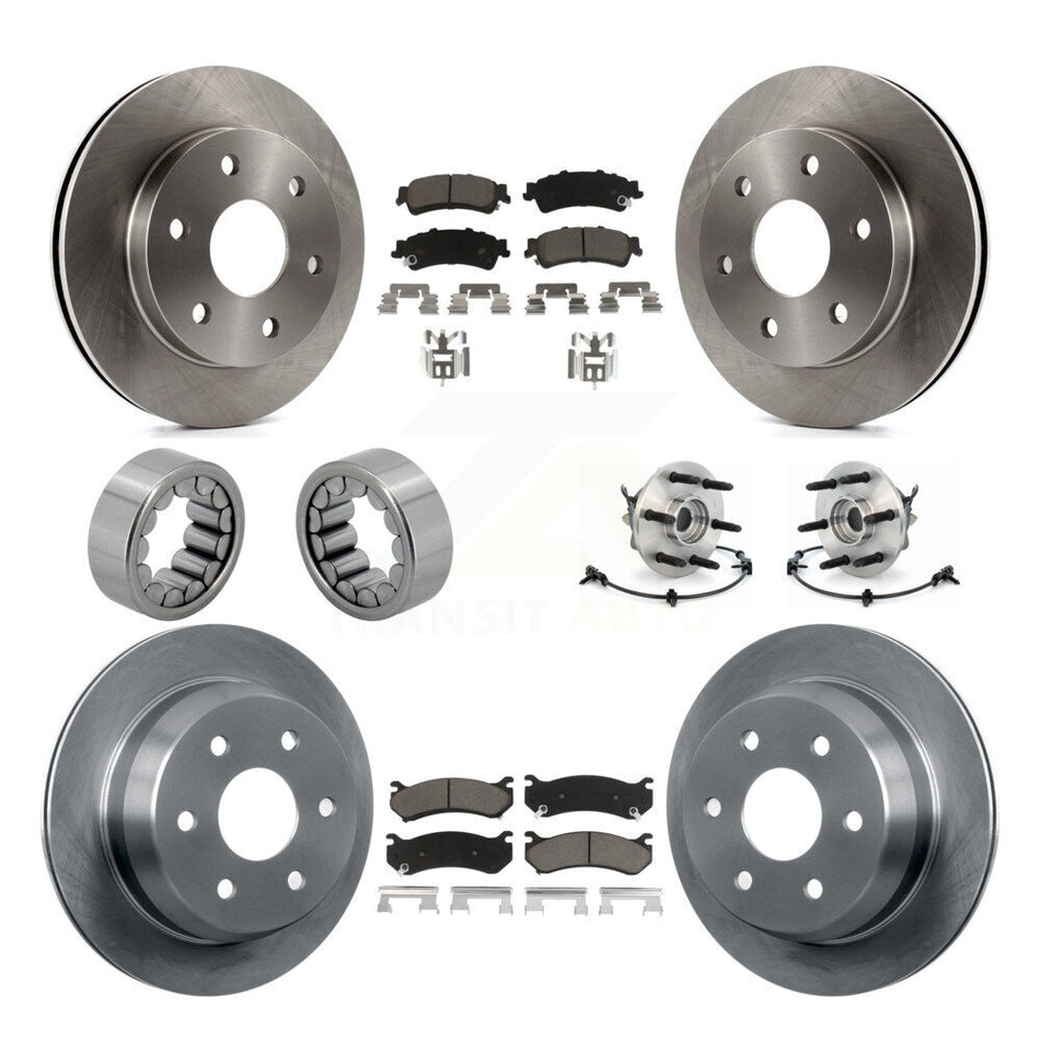 Front Rear Hub Bearing Brake Rotor & Pad Shoe Kit (10Pc) For Chevrolet Silverado 1500 GMC KBB-119552