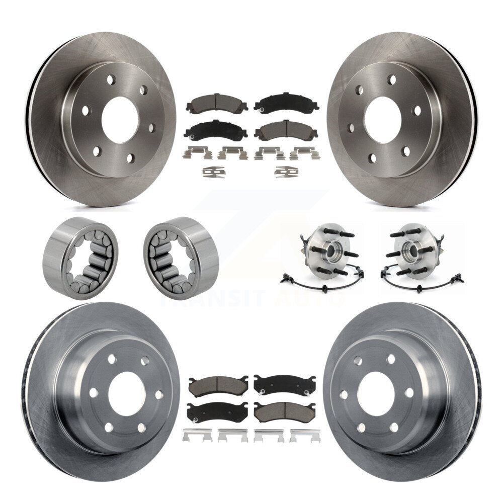 Front Rear Hub Bearing Brake Rotor & Pad Shoe Kit (10Pc) For Chevrolet Avalanche 1500 GMC KBB-119553