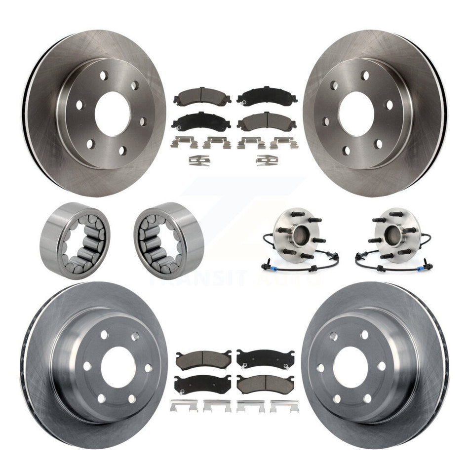 Front Rear Hub Bearing Brake Rotor & Pad Shoe Kit (10Pc) For Chevrolet Avalanche 1500 RWD KBB-119555