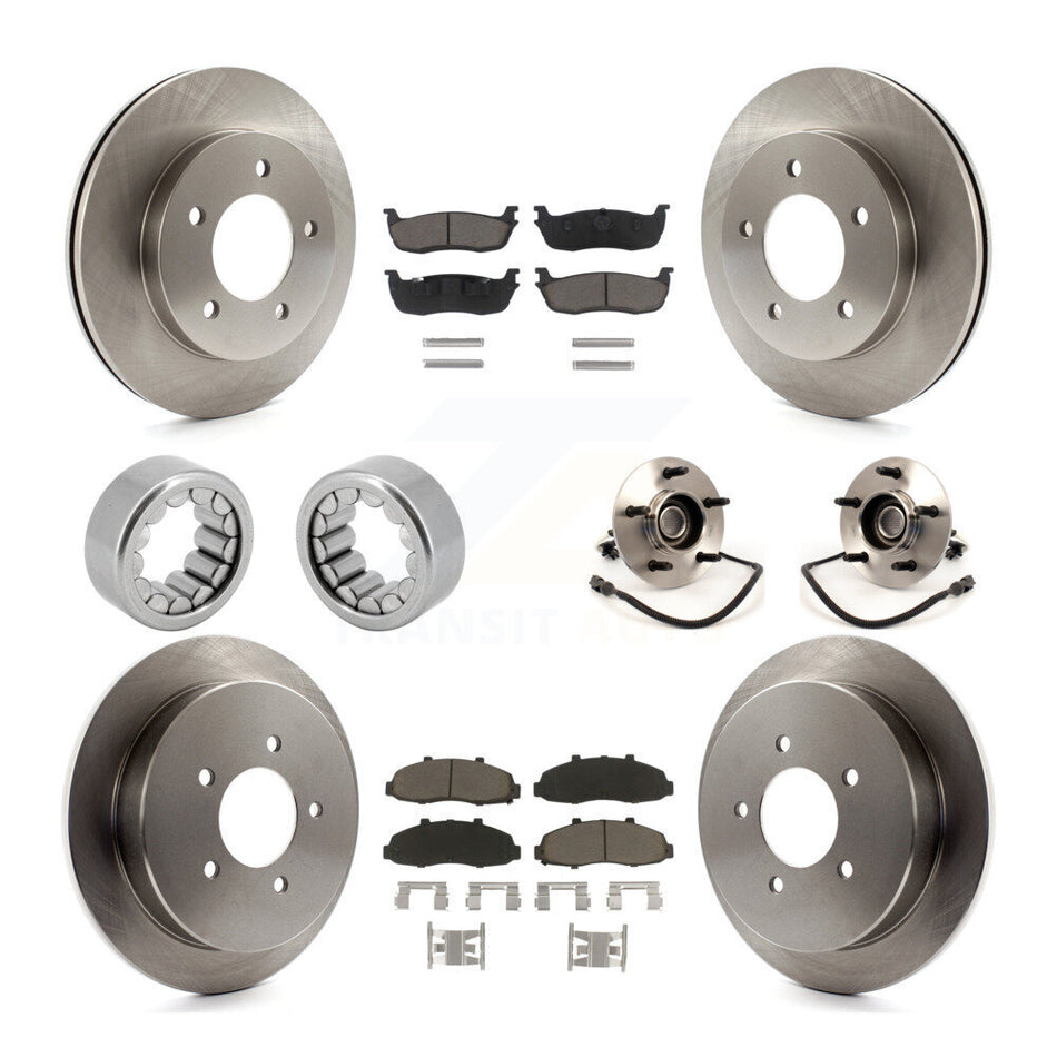 Front Rear Hub Bearing Disc Brake Rotors And Ceramic Pads Shoes Kit (10Pc) For Ford F-150 KBB-119561