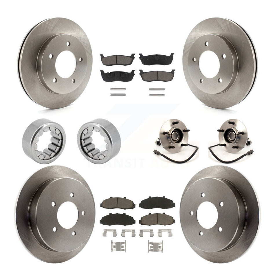 Front Rear Hub Bearing Disc Brake Rotors And Ceramic Pads Shoes Kit (10Pc) For Ford F-150 KBB-119561