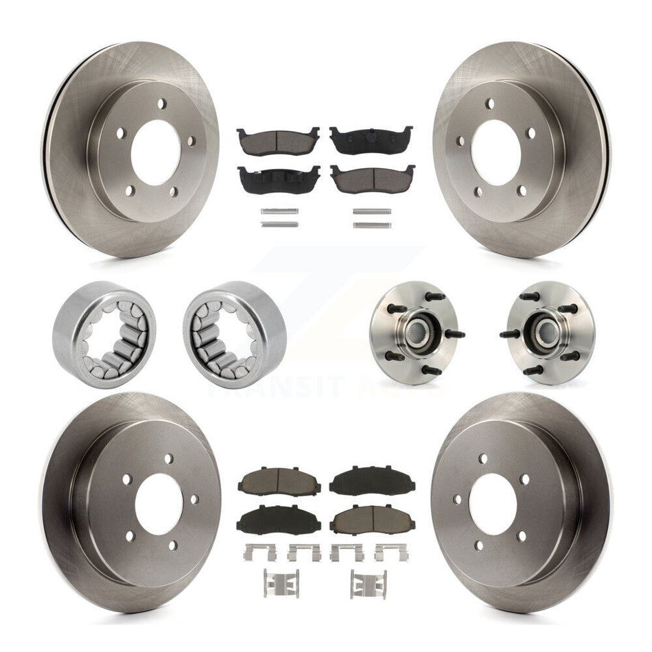 Front Rear Hub Bearing Disc Brake Rotors And Ceramic Pads Shoes Kit (10Pc) For Ford F-150 KBB-119564