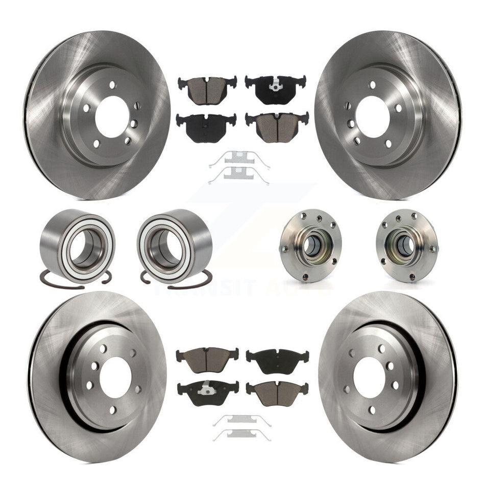Front Rear Wheel Hub Bearings Assembly Disc Brake Rotors And Ceramic Pads Shoes Kit (10Pc) For 2001-2005 BMW 330Ci 330i KBB-119572