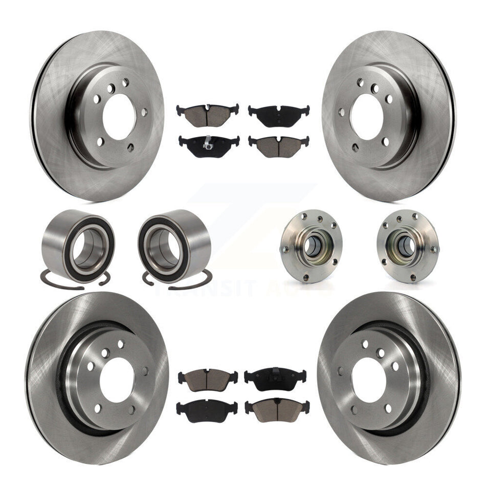Front Rear Wheel Hub Bearings Assembly Disc Brake Rotors And Ceramic Pads Shoes Kit (10Pc) For BMW 325Ci 323i 328i 323Ci 328Ci KBB-119574