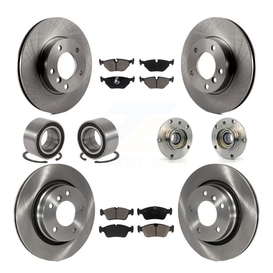 Front Rear Wheel Hub Bearings Assembly Disc Brake Rotors And Ceramic Pads Shoes Kit (10Pc) For 1998-1998 BMW 328i 328is With 294mm Diameter Rotor KBB-119577