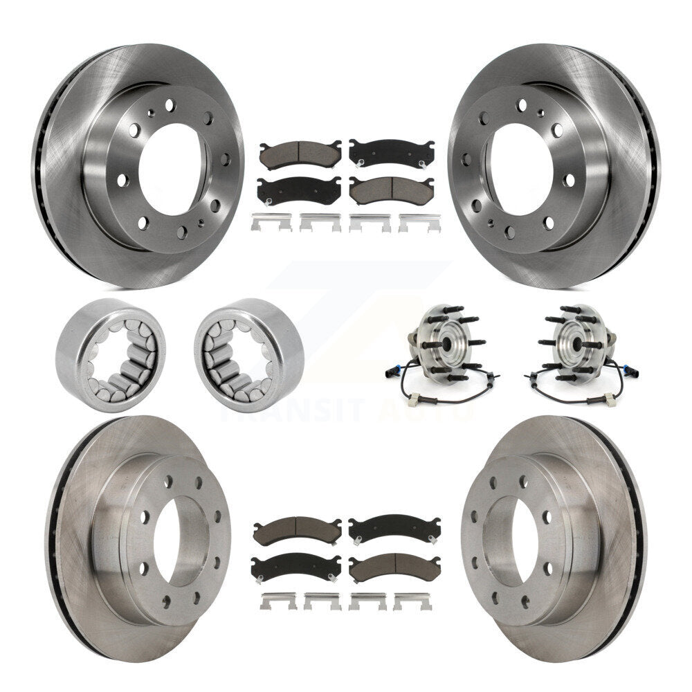 Front Rear Hub Bearing Brake Rotor & Pads Shoe Kit (10Pc) For Hummer H2 With 8 Lug Wheels KBB-119578