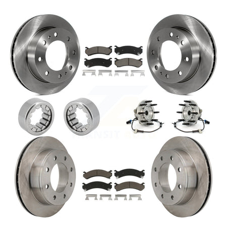 Front Rear Hub Bearing Brake Rotor & Pads Shoe Kit (10Pc) For Hummer H2 With 8 Lug Wheels KBB-119578