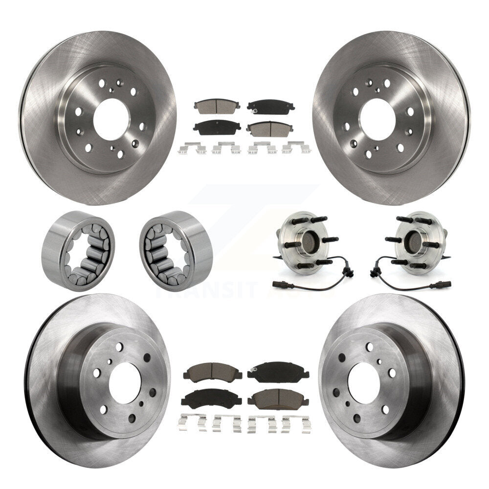 Front Rear Hub Bearing Brake Rotor & Pad Shoe Kit (10Pc) For Chevrolet GMC Sierra 1500 XL KBB-119631