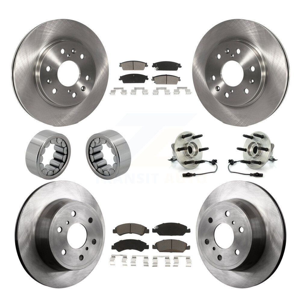 Front Rear Hub Bearing Brake Rotor & Pad Shoe Kit (10Pc) For Chevrolet GMC Sierra 1500 XL KBB-119635